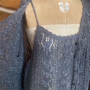 Newport News XXL cardigan, and Cami charcoal/silver